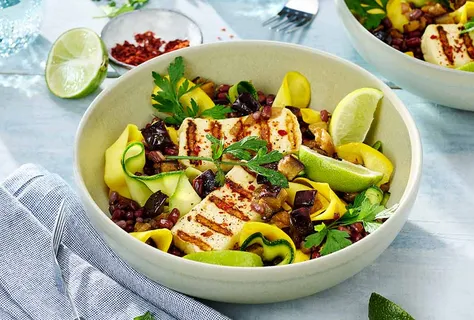 Insalata di zucchine, azuki e melanzane