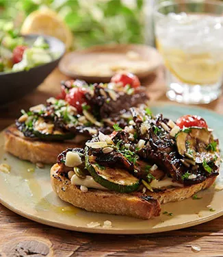 Bruschette con funghi e teriyaki