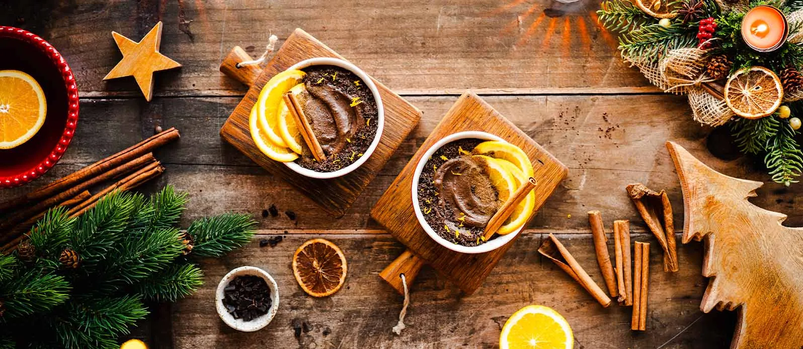 Mousse al cioccolato con caffè e arancia