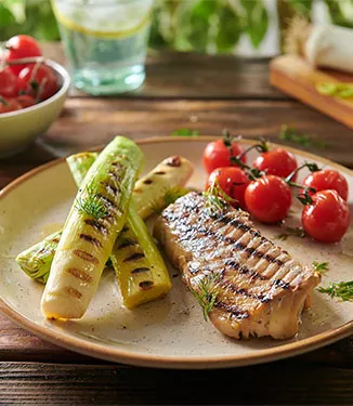 Merluzzo grigliato marinato con salsa teriyaki