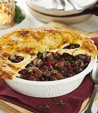 Torta con ripieno di castagne e funghi