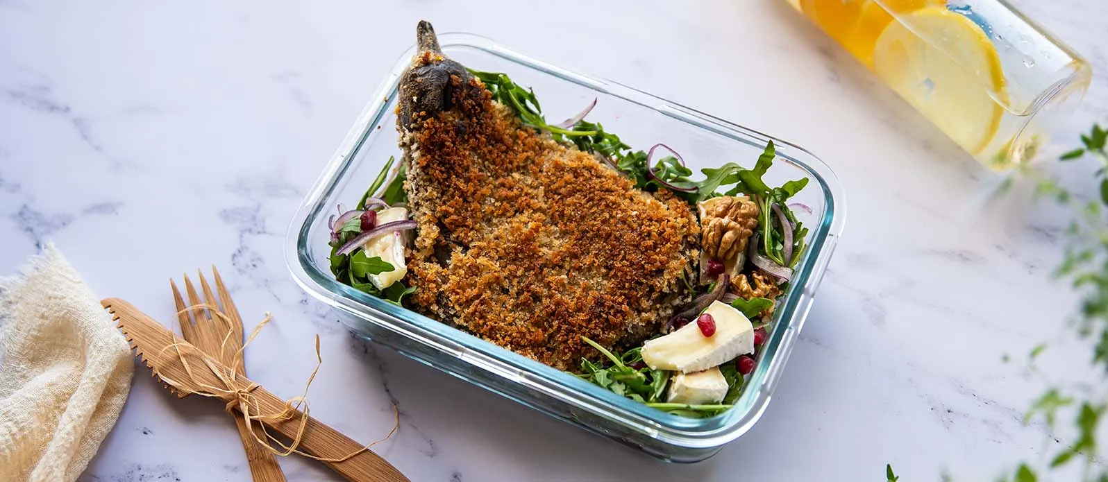 Insalata di melanzana croccante e camembert