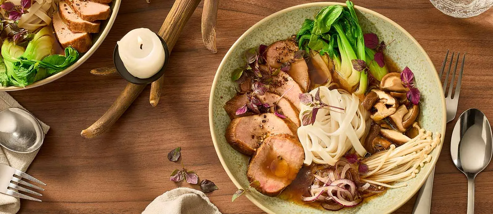 Brodo di noodles con cinghiale teriyaki