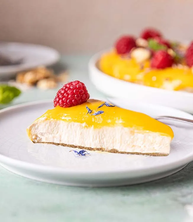 Cheesecake di tofu con mousse di mango