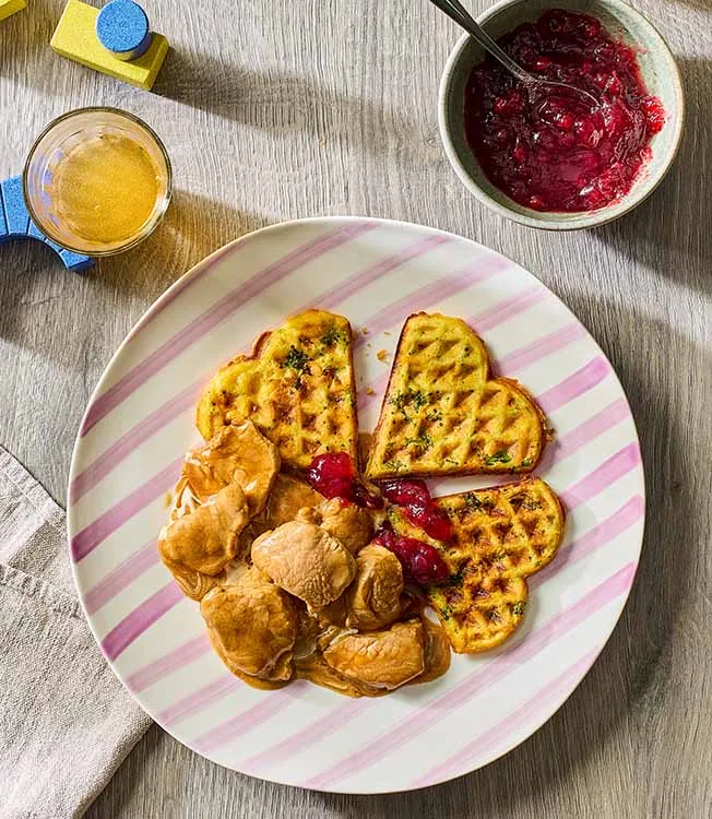 Fettine di vitello con waffle di patate dolci