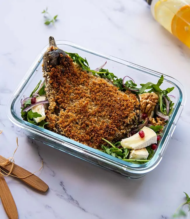 Insalata di melanzana croccante e camembert