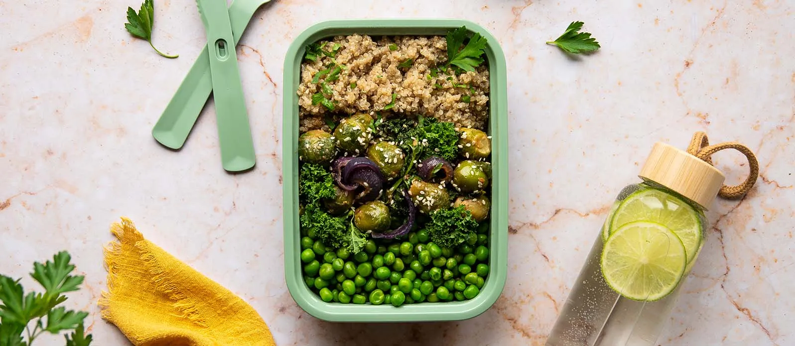 Verdure alla tahina e soia con quinoa
