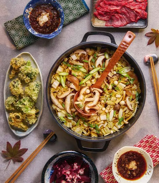 Shabu-shabu con manzo e verdure